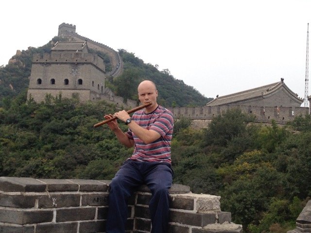 18  My good self rattling out a few jigs and reels, bringing a little Irish culture to the great wall of China.
